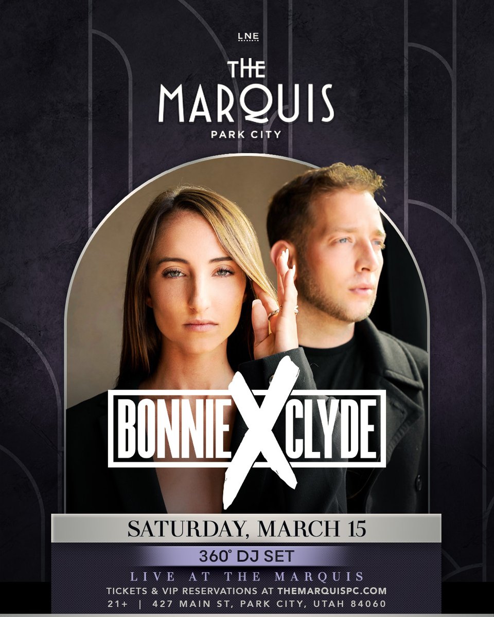 themarquispc's tweet image. TONIGHT // @BONNIEXCLYDE on Main Street!

Experience a festival quality night out at The Marquis, with BONNIE X CLYDE showcasing their signature sound and production 🪩🎶

📍 DOORS @ 9PM // 21+
🎫 THEMARQUISPC.COM
