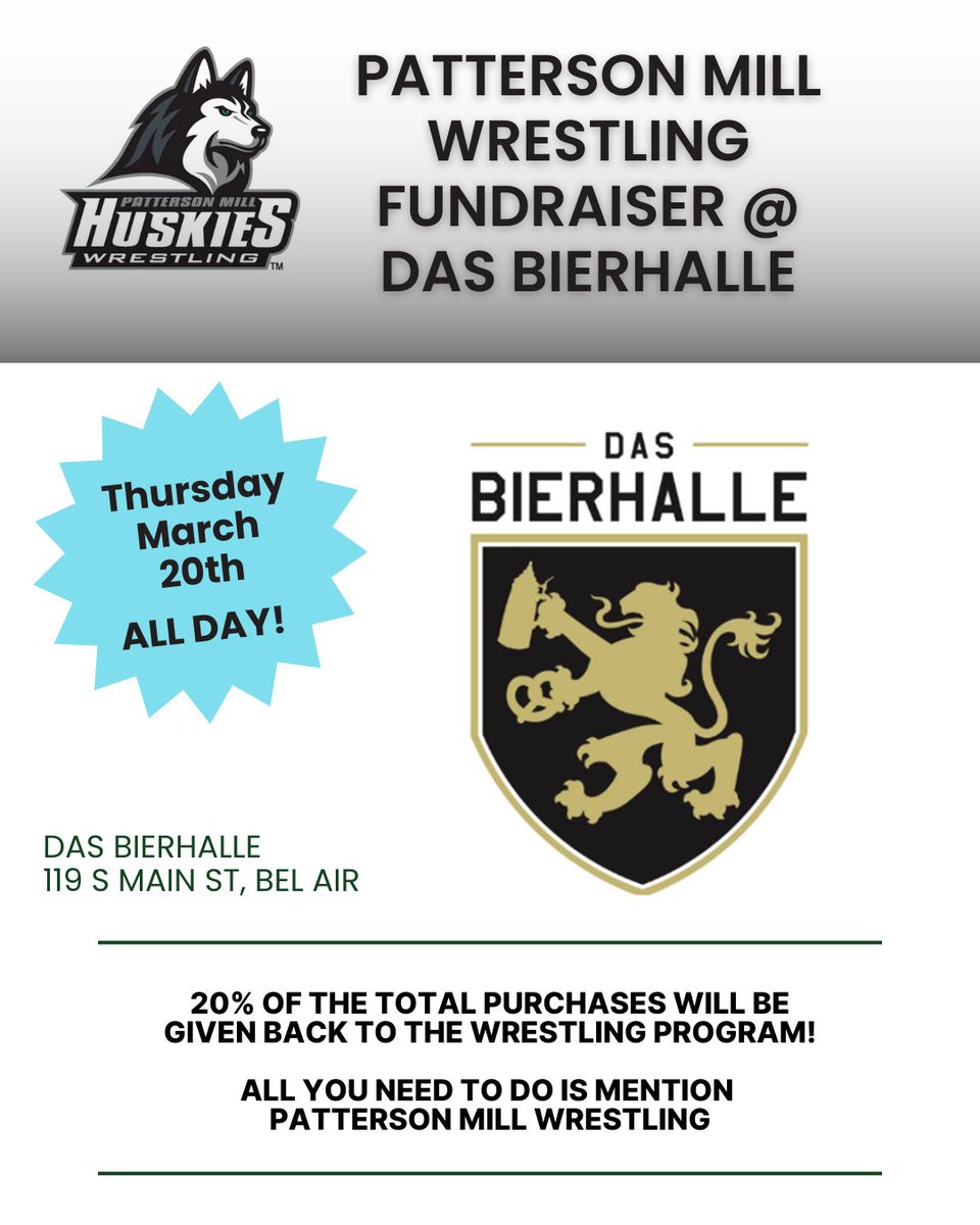 Season is over and it's time to eat. Hope to see you there. Just have to mention Pmill Wrestling