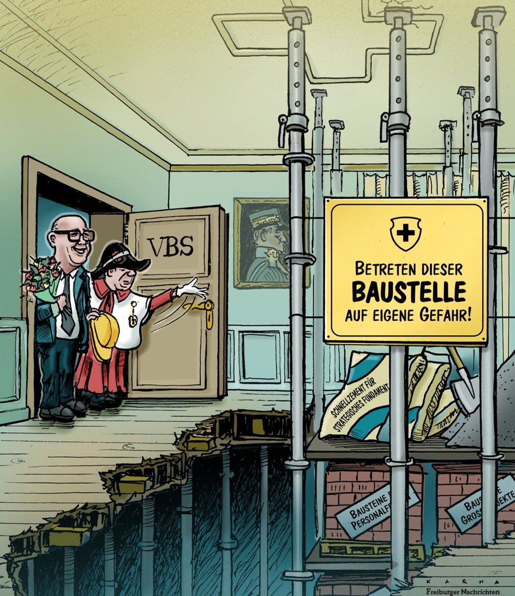 Arbeitszimmer mit kleiner Mängelliste – Martin Pfister übernimmt wie erwartet VBS. Wochencartoon für die Freiburger Nachrichten. <a href="/Friburgera/">Freiburger Nachrichten</a>