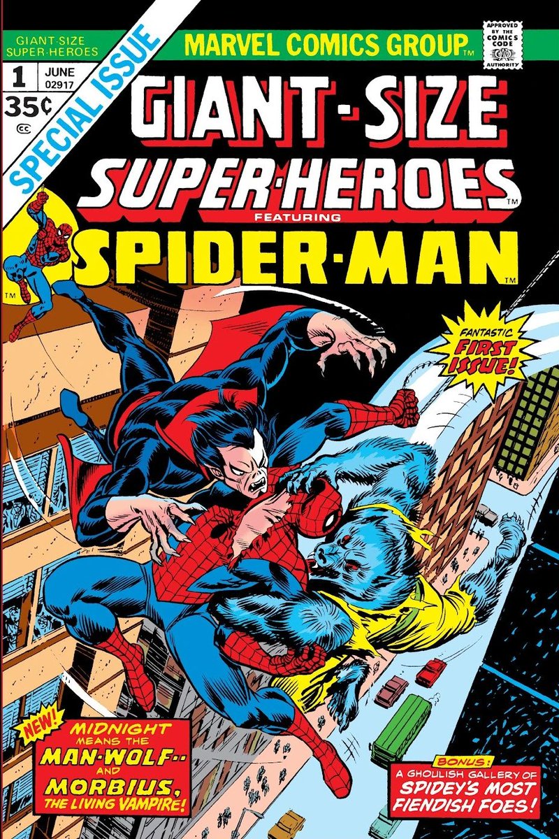 ComicBookSchool's tweet photo. The Bronze Age of comics was a wonderful era. We had this incredible convergence of superheroes and horror characters. This was a favorite issue of mine. Did you read this? 

#morbius #manwolf #wolfman #spiderman #bronzeage #bronzeagecomics https://t.co/gAGENfpwTz