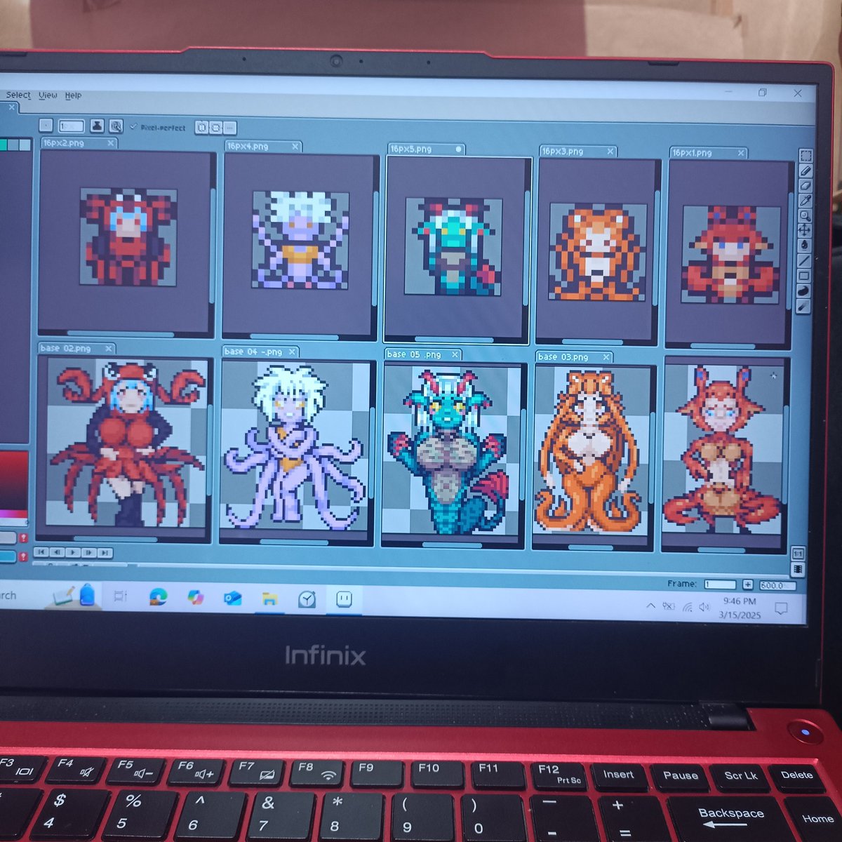 BangjulR's tweet photo. Share my febuary 2025 commision work

#monstergirl #tentacle #crabgirl #dragongirl #pixelart #ドット絵 #bangjulreturns https://t.co/GfK2WVggzO