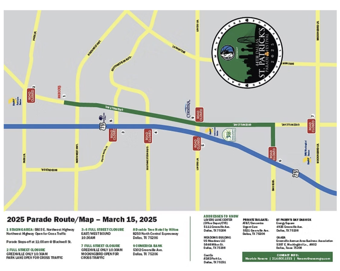 Dallas Reserves (@dpdreserves) on Twitter photo The Annual St. Patrick’s Day Parade starts at 11:00 am. Street closures are now in effect. Please plan accordingly! Enjoy responsibly!#BigDStPatsCelebration <a href="/DallasPD/">Dallas Police Dept</a> <a href="/DPDChiefIgo/">Michael Igo</a> The Annual St. Patrick’s Day Parade starts at 11:00 am. Street closures are now in effect. Please plan accordingly! Enjoy responsibly!#BigDStPatsCelebration <a href="/DallasPD/">Dallas Police Dept</a> <a href="/DPDChiefIgo/">Michael Igo</a>