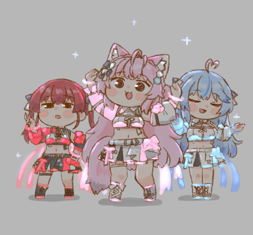 博衣こより ,宝鐘マリン ,雪花ラミィ 「#こよりすけっち #マリンのお宝 #らみあーと 」|ねこやまのイラスト