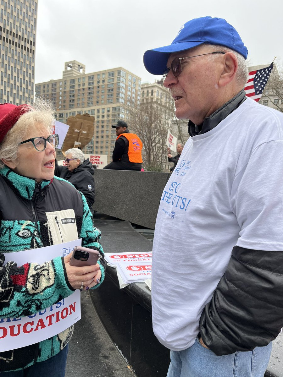 The UFT RTC Labor Solidarity Project is at the March To Stop the Cuts.  at Foley Square now.