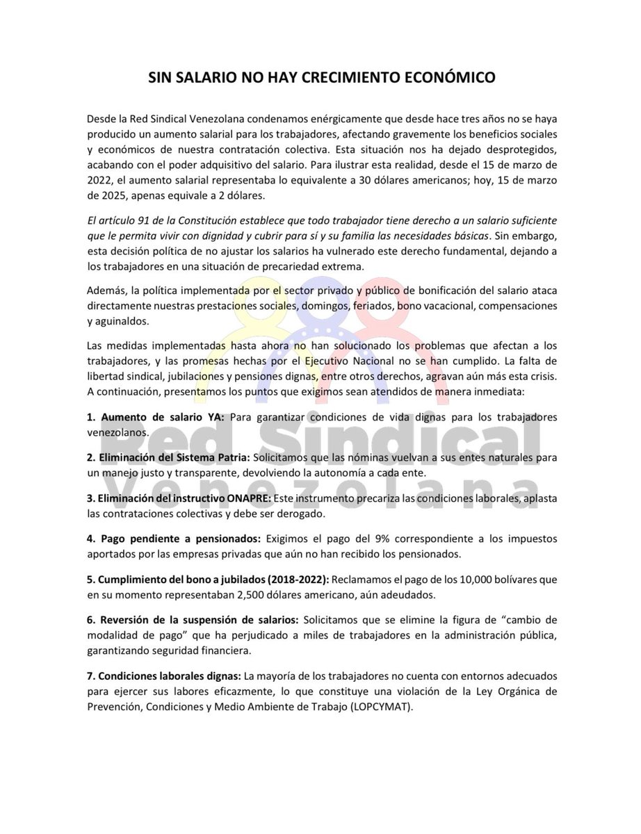 Red Sindical Venezolana tweet media