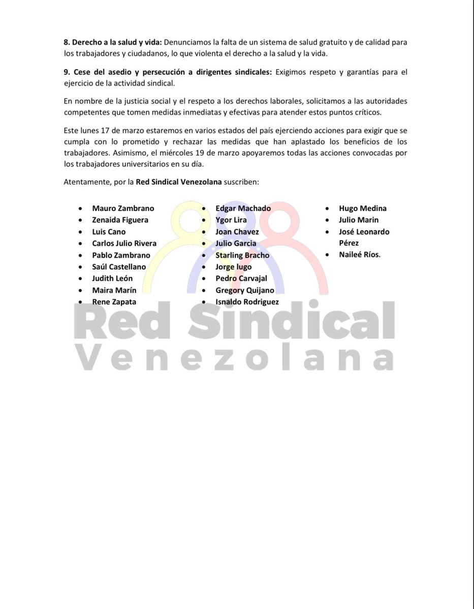 Red Sindical Venezolana tweet media