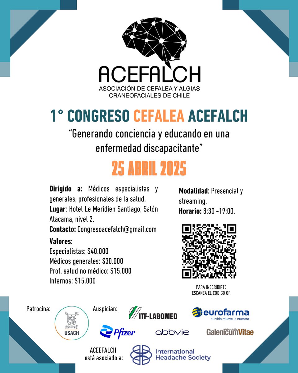 Estimados/as colegas:
Están cordialmente invitados a Congreso de Cefaleas. El valor para becarios/as es el mismo que para médicos generales.
Adjunto link: forms.gle/3sntGZp8Touzvz…