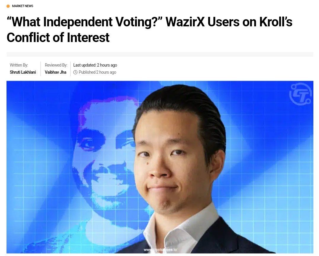 EverythingAjay's tweet photo. TRUE ✅️

How can the voting be independent when Kroll is managing it who has been hired by #WazirX itself  ??🤨

This seems like a well-orchestrated scam by #WazirX 🤷🏻

This is neither fair nor transparent !!!! https://t.co/quc2y6pMlq