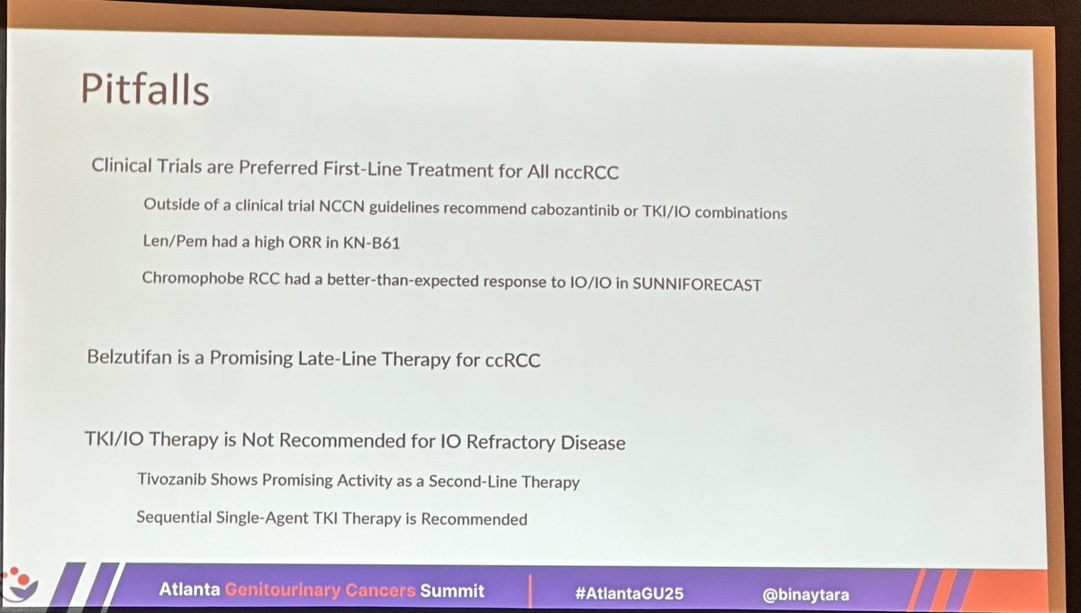 ⭐️ Phenomenal talk by Dr. Benjamin Maughan on the latest 2025 update for non clear cell RCC.  Thought provoking discussion of combination vs sequential treatments. Also chromophobe RCC has better than expected results in SUNNIFORECAST #AtlantaGU25 

<a href="/binaytara/">Binaytara</a> <a href="/ZakhariaYousef/">Yousef Zakharia</a>