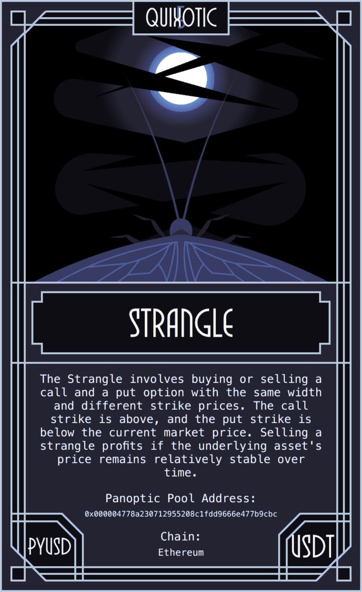 📢 New Market Created on Panoptic!

💰 Market: $USDT / $PYUSD (30 bps)
⛓️ Chain: Ethereum
🎲 NFT Rarity: 5 - Quixotic
📈 NFT Strategy: Strangle

Check it out: app.panoptic.xyz/markets/Ethere…