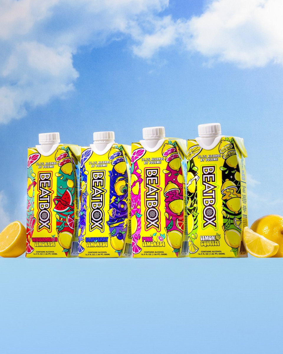 BeatboxBevs's tweet photo. 🍋 meet the ultimate lemonade lineup! 🍋 featuring @Shaq’s new Blueberry Lemonade, Watermelon Lemonade, Lemon Squeeze, and our classic Pink Lemonade—all packed with bold flavor and 11.1% ABV. 🔥 which one are you sipping first?
Store locator —->  https://t.co/KcC4sfYNtI https://t.co/haH4fczhx5