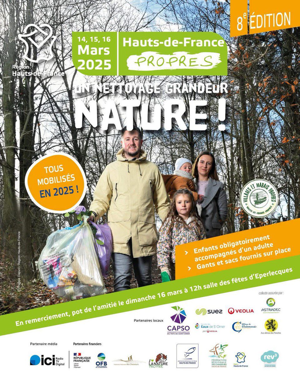 [Hauts de France propres]
Comme chaque année, la Région <a href="/hautsdefrance/">Région Hauts-de-France</a> organise un week-end pour nettoyer notre belle région à l’initiative de <a href="/xavierbertrand/">Xavier Bertrand</a> et <a href="/JMTaccoen/">Jean-Michel Taccoen</a> 
 Ici sous le soleil et en famille, dans ma Commune de #Moulle 

Impressionnant les quantités ramassées !