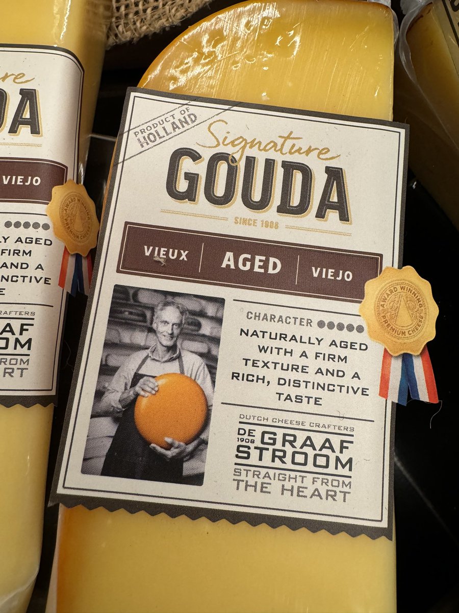 cheese_importer's tweet photo. I love this cheese company out of Holland because they highlight their actual cheese makers on their label! Also, it’s an excellent tasting Gouda! #gouda #importedcheese #importedgouda #holland https://t.co/bHHyagAX3w