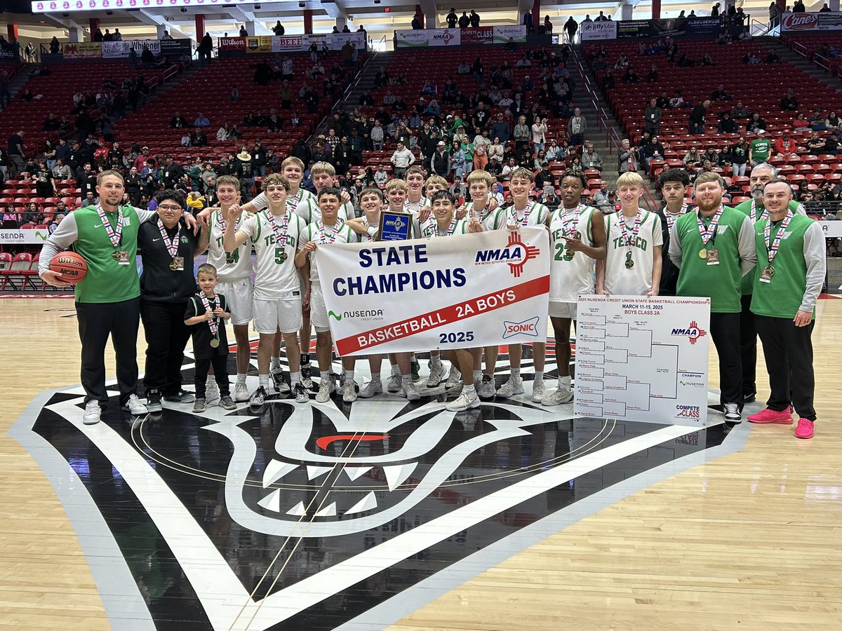 _NMAA's tweet photo. Congratulations to the Boys Class 2A State Champions from Texico, winners of the 2025 Nusenda Credit Union State Basketball Championships! @nusendacu https://t.co/PgBF7zFhxc