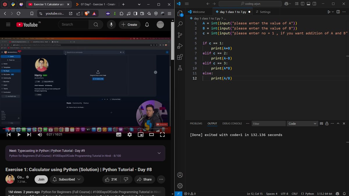 programmerArjun's tweet image. Created a calculator by own in python . 
Day 2 of coding  #codewithharry