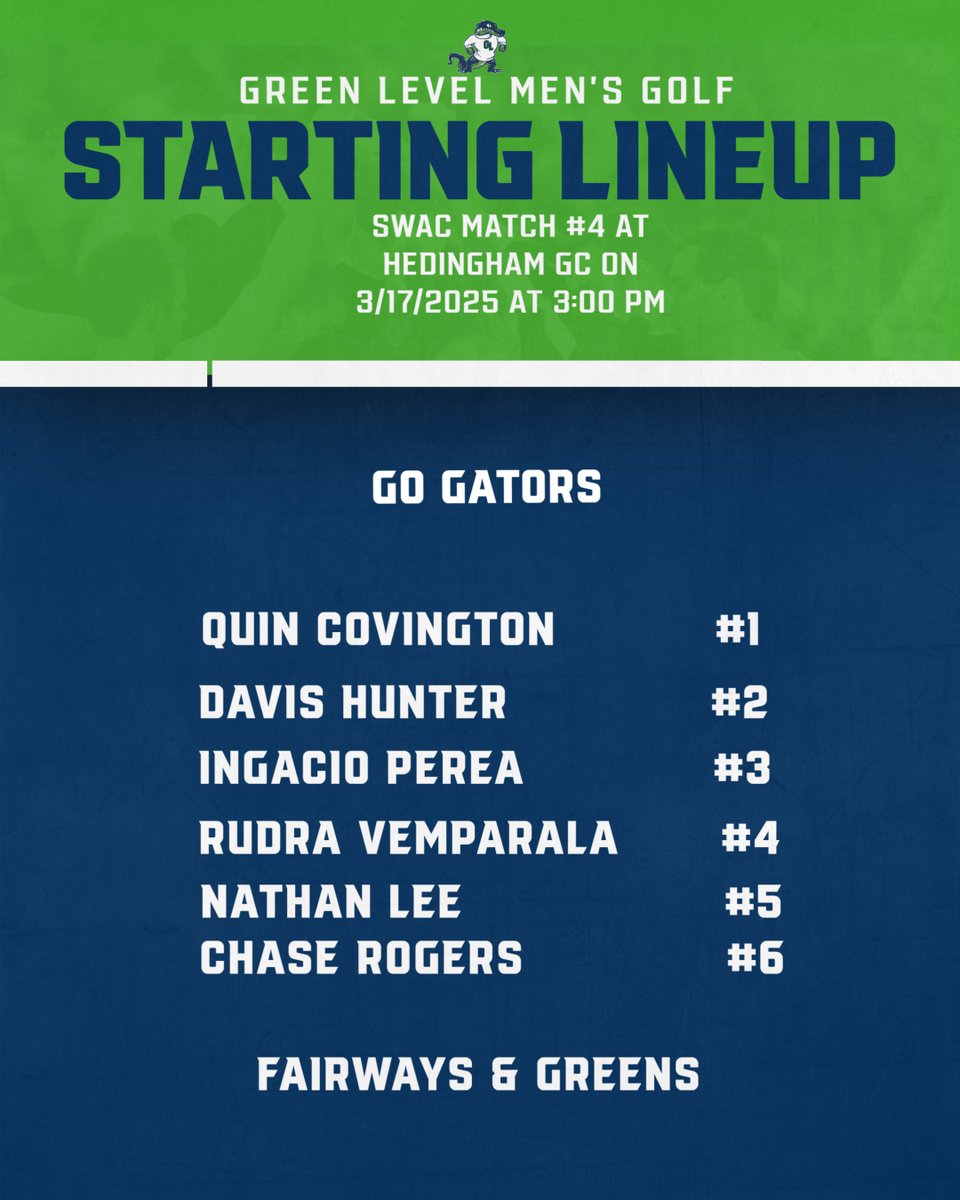 Match Day - St Patrick's Day Special at Hedingham GC  at 3:00 PM. May the Luck of the Irish smile upon our Gators