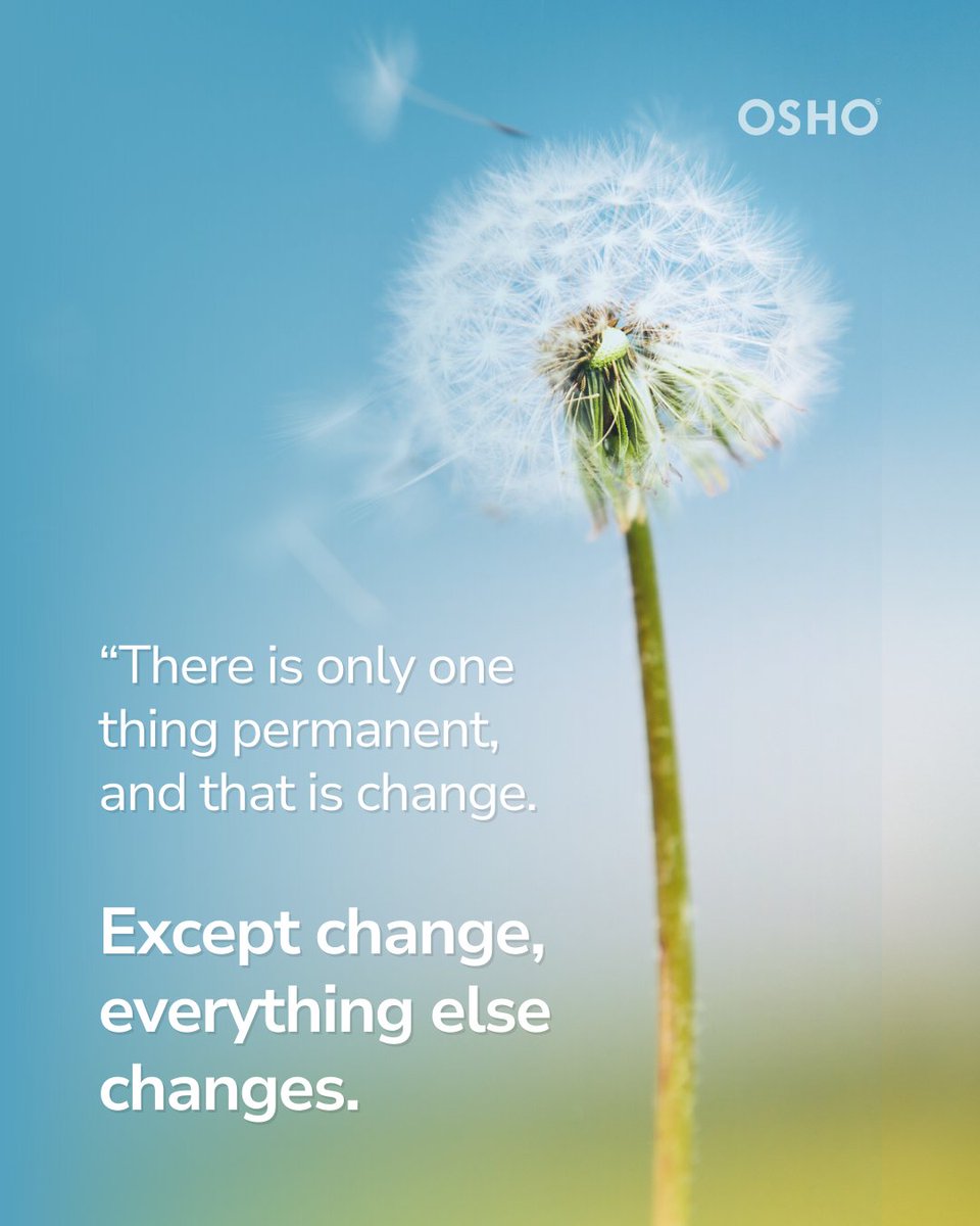 OSHO's tweet photo. Life is a flow, not a fixed destination. 🌊✨ Resisting change brings struggle, but embracing it opens the door to peace.

How do you find joy in life’s ever-changing nature?

#OshoQuotes #EmbraceChange #LetGo #MindfulLiving #FlowWithLife #InnerPeac https://t.co/Kw0RtK5bf3