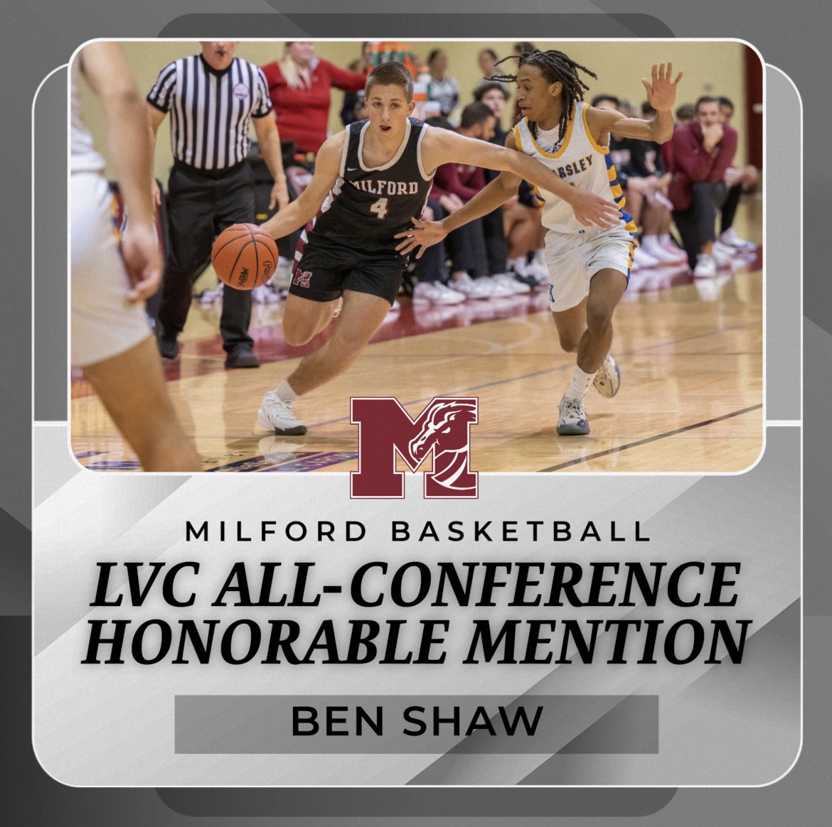 Congratulations to Carson, Owen, and Ben on earning LVC All-Conference honors. Well deserved recognition for our leaders on and off the floor. #milfordpride