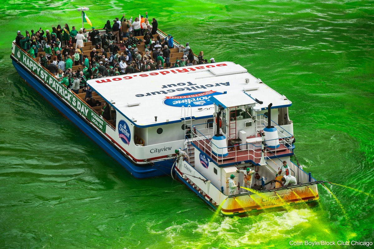 Colin Boyle (@colinbphoto) on Twitter photo The Chicago River is dyed green for St. Patrick’s Day by the Plumber’s Local 130 in Chicago on March 15, 2025.
#OnAssignment for <a href="/BlockClubCHI/">Block Club Chicago</a> The Chicago River is dyed green for St. Patrick’s Day by the Plumber’s Local 130 in Chicago on March 15, 2025.
#OnAssignment for <a href="/BlockClubCHI/">Block Club Chicago</a>