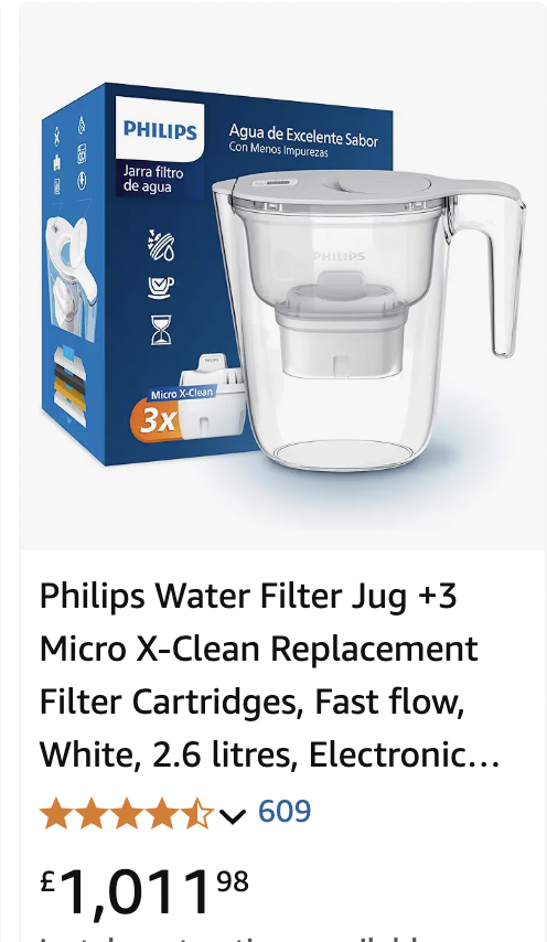Hello <a href="/philips_uk/">Philips UKI</a> and <a href="/AmazonUK/">Amazon.co.uk</a> – is this jug that's almost a monthly mortgage filtering out all the impurities in people and sending them to heaven?