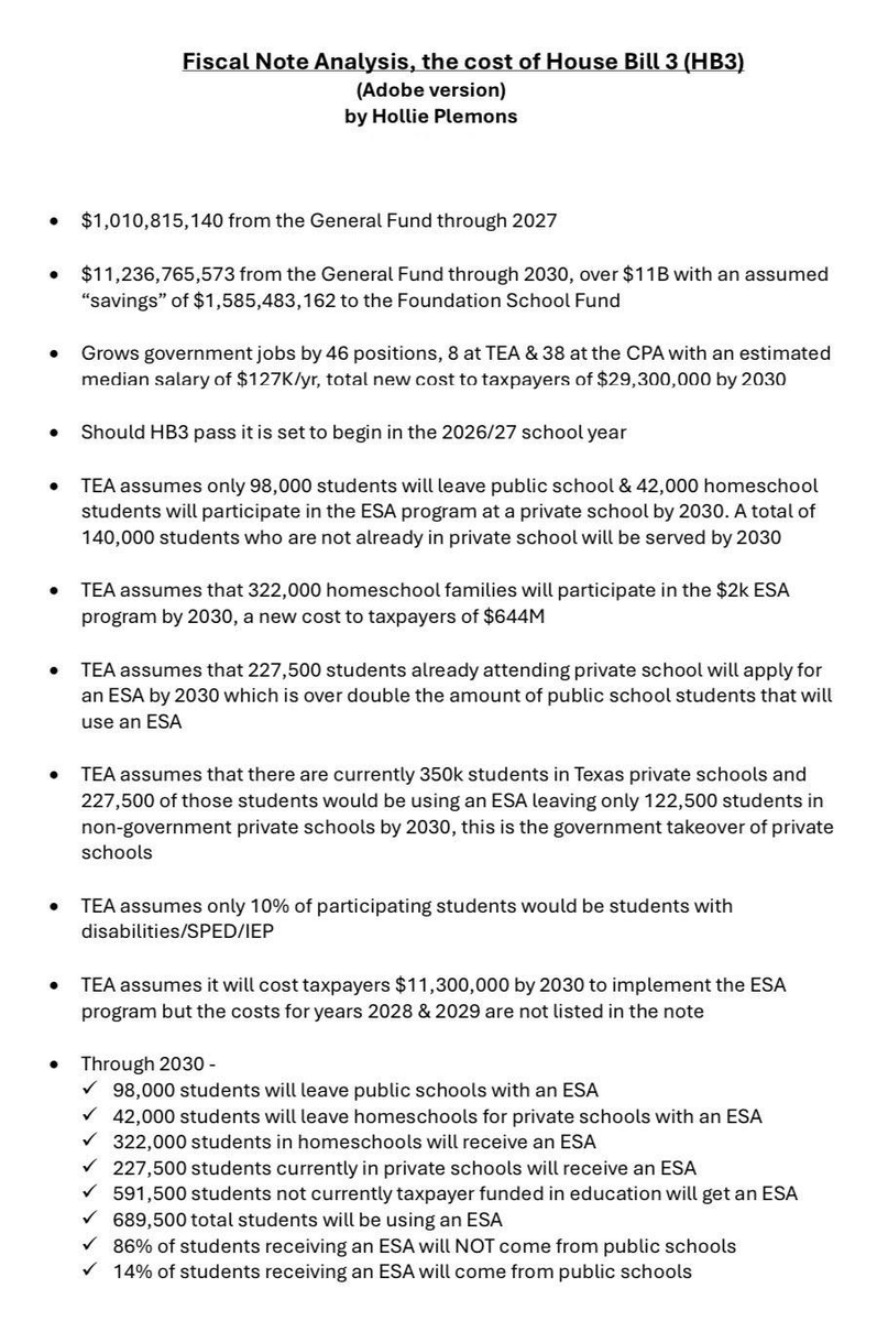 This is what <a href="/GregAbbott_TX/">Greg Abbott</a> HB 3 School Choice Scam will cost taxpayers.