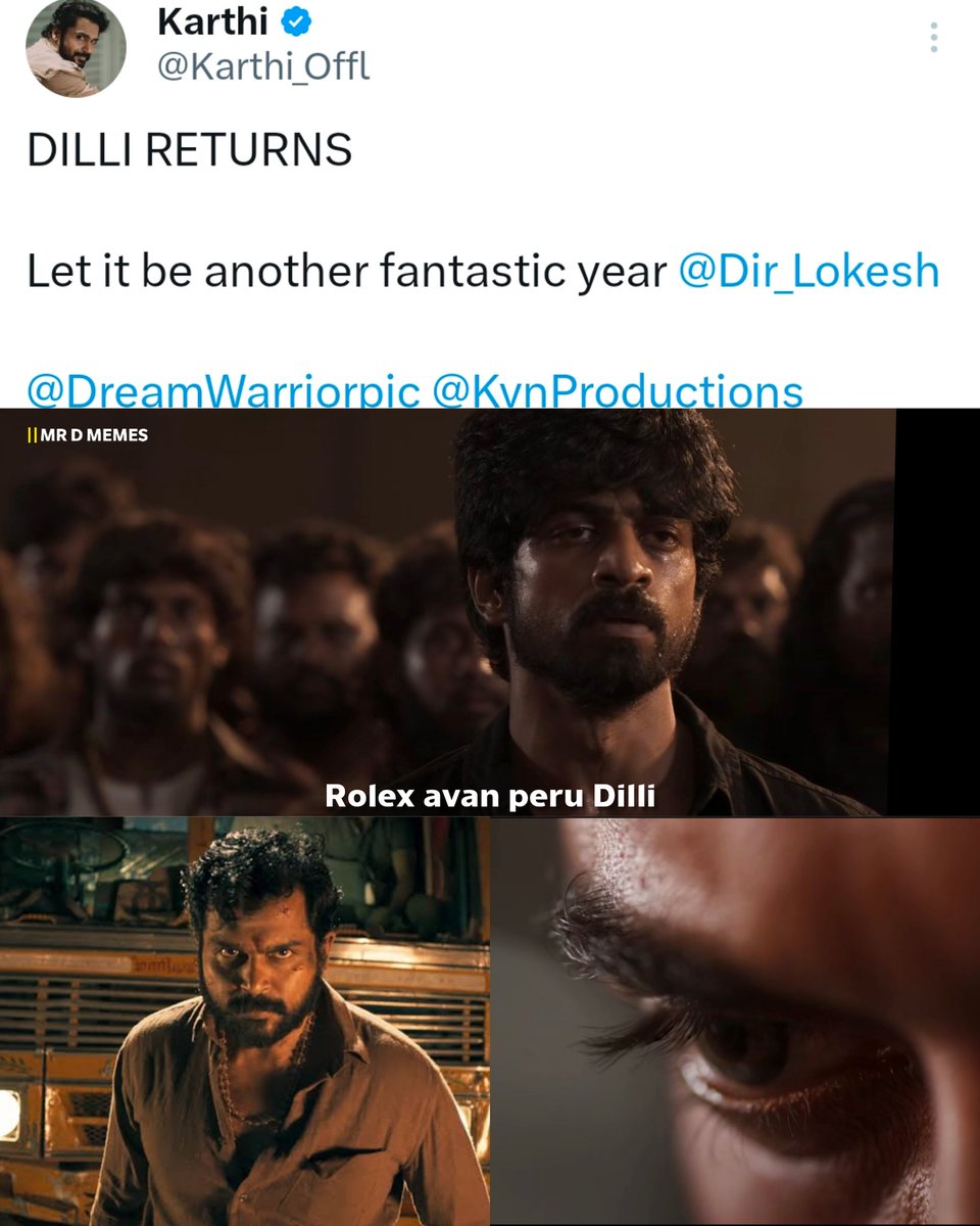 _mrdmemes's tweet photo. Rolex - Dilli face off, illana Rolex reference vanthuchuna avlo than 😭❤️🔥💥
#Kaithi2 #Rolex #Dilli #Dillireturns https://t.co/4PA0crs4Sc