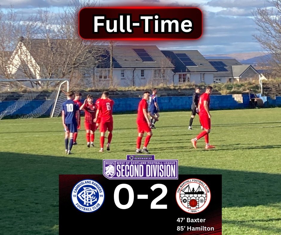Cambuslang Rangers 0-2 Maryhill

A superb performance from the Hill sees them bag a big 3 points on the road through second half goals from Baxter and Hamilton, with an added bonus of a rare clean sheet.

#MFC140 #Since1884