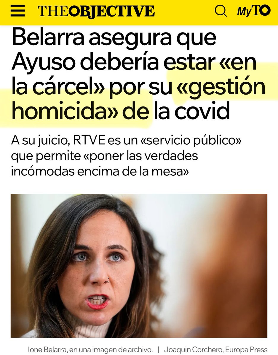 Y después de la querella que presentamos ayer contra Reyes Maroto por decir que los mayores fueron “asesinados” en las residencias, vamos con Belarra.

RT para querella.