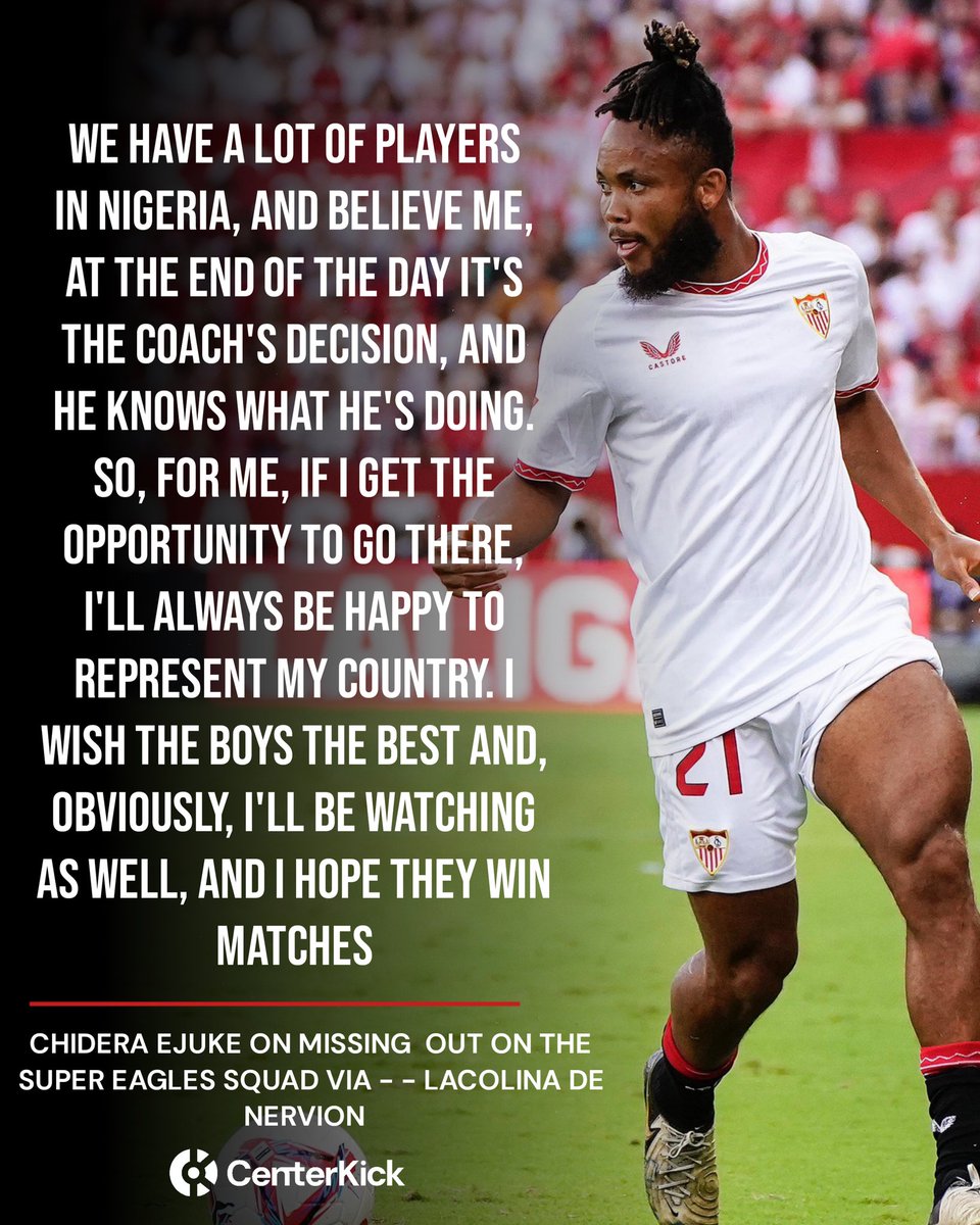 Centerkick_'s tweet photo. Chidera Ejuke on missing out on Super Eagles qualifiers squad 🗣️
#Centerkick #Ejuke #SuperEagles https://t.co/9GvHHVE7xU