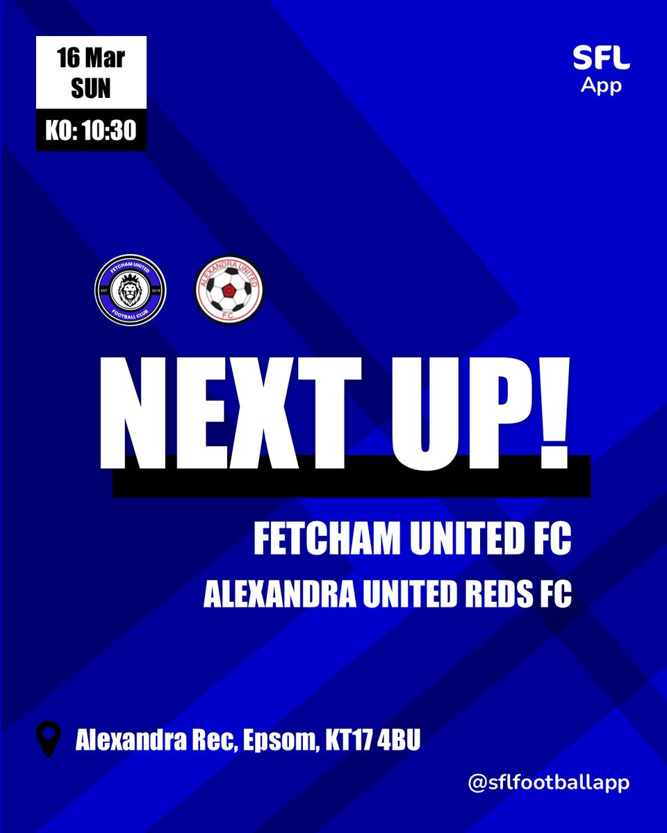 League match 15

🗓️16/03/2025 
🆚Alexandra United Reds (Away) 
🤝LDSFL Division 5
📍Alexandra Rec, KT17 4BU
🕥1030 KO

A must win game for the boys tomorrow to help keep the gap between us and the bottom of the table. 

See you tomorrow, UTF💙