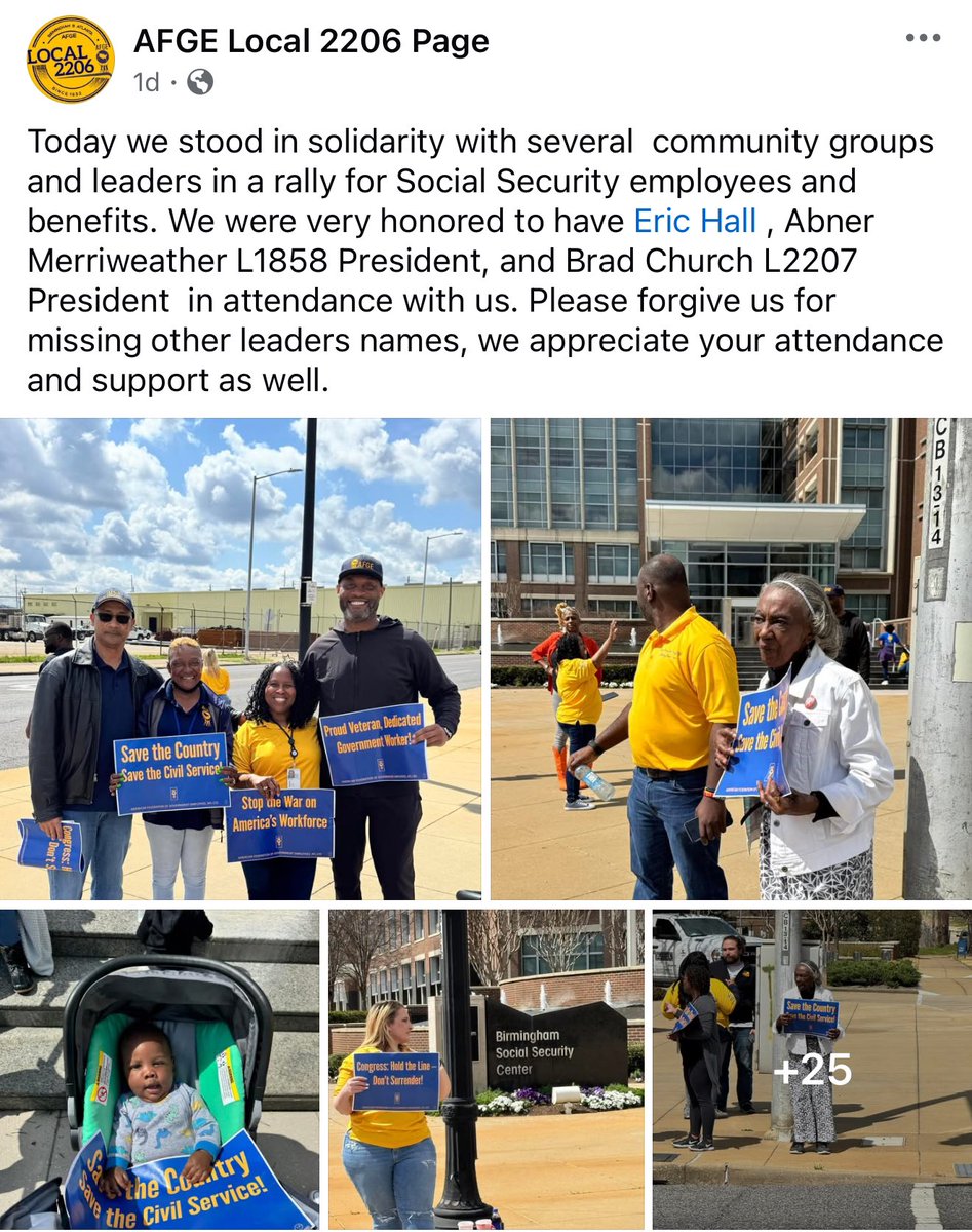 ElectEricHall's tweet photo. @followers @highlight

Huge shoutout to AFGE Local 2206 Page and everyone who joined today’s solidarity rally! Your passion and dedication to saving America’s workforce and supporting public servants is truly inspiring. Together, we’re proving that When We Fight Together, We Win! https://t.co/DNiXpOUvBB