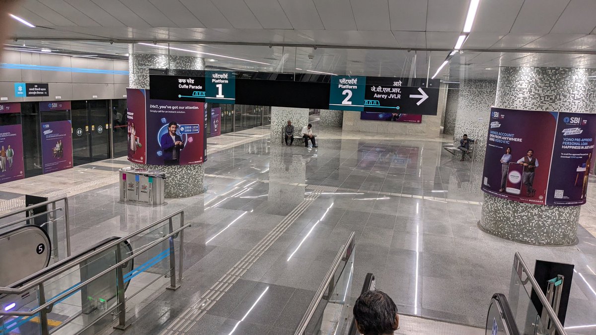 amit3d's tweet image. Used Aqua line mumbai metro today. World class, huge stations, clean and modern. Good use of aesthetics and color schemes. Train was clean and running at a good speed. 

Helpful staff and good mobile network For UPI payments.