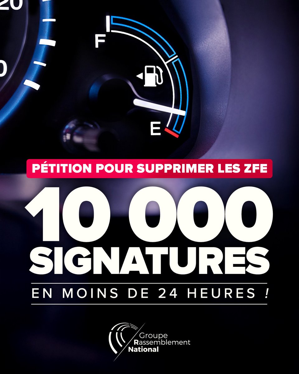 🔴 Pétition contre les ZFE : signez pour ouvrir le débat à l’Assemblée nationale ! #StopZFE

Déjà plus de 10 000 Français ont apporté leur soutien ! Rejoignez-les !

✍🏻 Signez ici : petitions.assemblee-nationale.fr/initiatives/i-…
