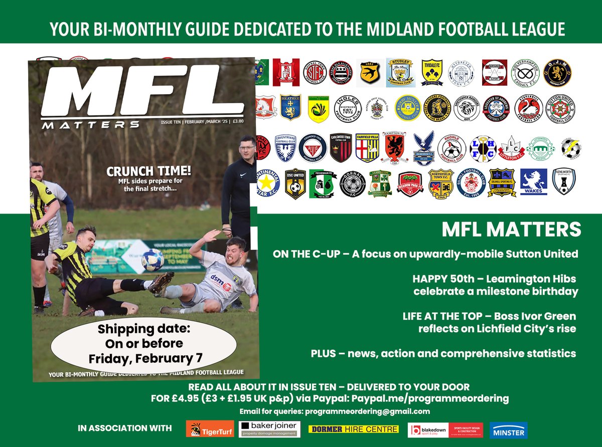 MFLMattersMag's tweet image. Morning all

We'll be at @NuneatonTFC v @StapenhillFC1 with copies of the latest edition available near the turnstiles for £3 each 

Rhys is at @TownShifnal v @StourportSwifts so grab him (well, not literally) if you want a copy there

Wherever you go, enjoy game day! ⚽️⚽️⚽️