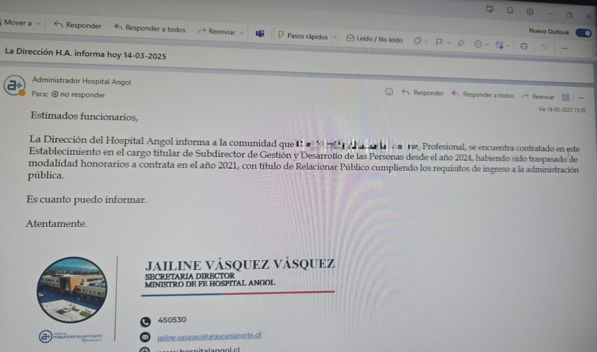 lasnoticiasdia's tweet photo. Confusión en Hospital de Angol por investigación a alto directivo por supuesto título falso
https://t.co/W38oVDZ4Sc https://t.co/N9a9MuwxAO