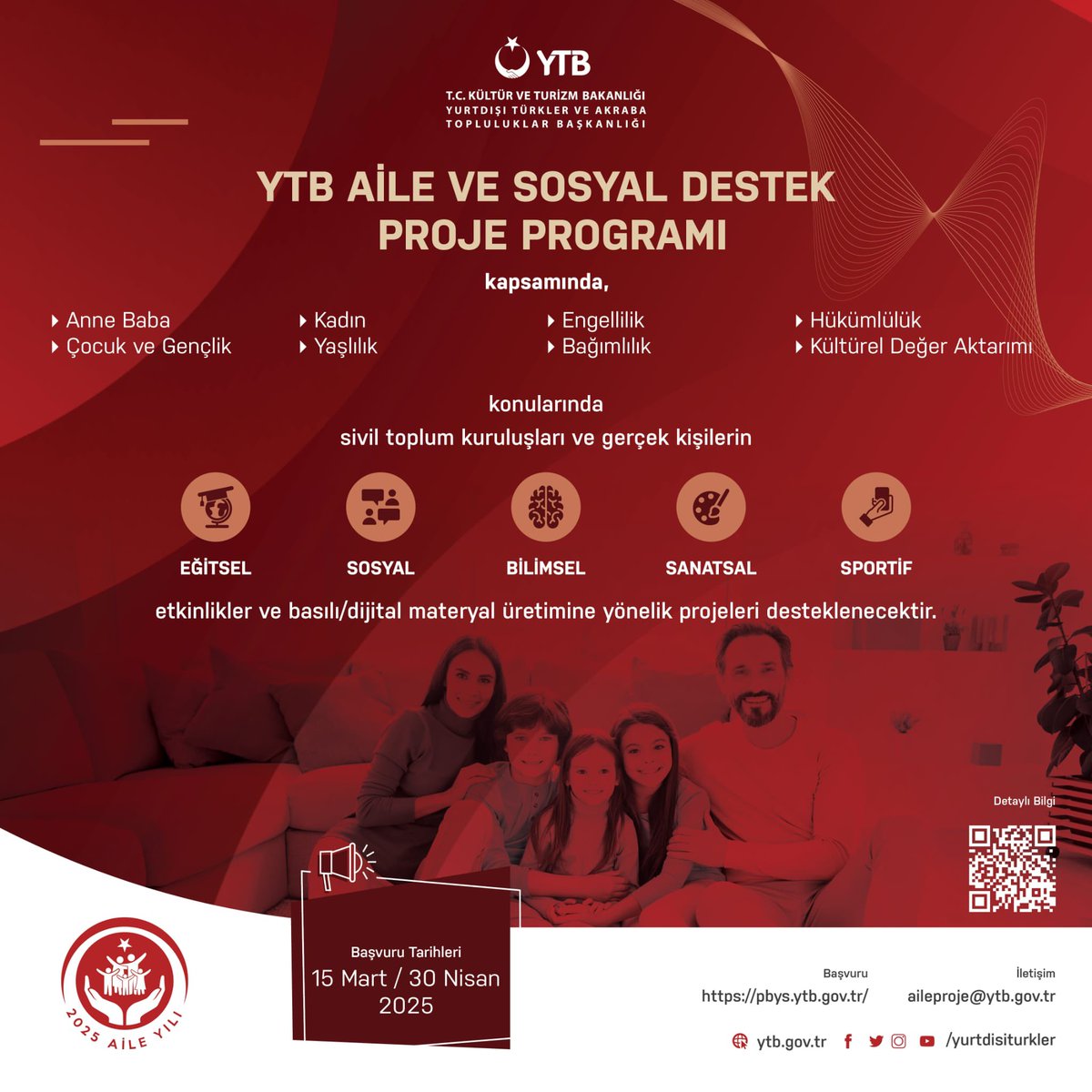YTB (@yurtdisiturkler) on Twitter photo #YTB olarak 2025 #AileYılı kapsamında yurt dışında yaşayan vatandaşlarımızın yanında olmaya devam ediyoruz.
Toplumun temel taşı olan aile kurumunu güçlendirmek, diasporamızda birlik ve dayanışmayı artırmak amacıyla Aile ve Sosyal Destek Proje Programı’nı hayata geçiriyoruz.
Bu #YTB olarak 2025 #AileYılı kapsamında yurt dışında yaşayan vatandaşlarımızın yanında olmaya devam ediyoruz.
Toplumun temel taşı olan aile kurumunu güçlendirmek, diasporamızda birlik ve dayanışmayı artırmak amacıyla Aile ve Sosyal Destek Proje Programı’nı hayata geçiriyoruz.
Bu