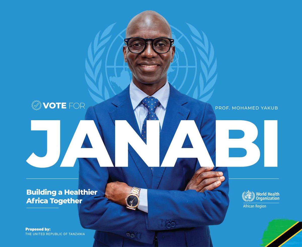 Tanzania Health Summit (@tzhealthsummit) on Twitter photo Dr. Janabi Mohamed Yakub has been proposed by Tanzania as a candidate for WHO Africa Regional Director
With his expertise and commitment to strengthening healthcare, he’s ready to drive impactful change.
Let’s Show Support, Tanzania As One
<a href="/mohznz1/">Wizara ya Afya Zanzibar</a> <a href="/wizara_afyatz/">Wizara ya Afya Tanzania 🇹🇿</a> <a href="/ortamisemitz/">OFISI YA RAIS TAMISEMI</a> Dr. Janabi Mohamed Yakub has been proposed by Tanzania as a candidate for WHO Africa Regional Director
With his expertise and commitment to strengthening healthcare, he’s ready to drive impactful change.
Let’s Show Support, Tanzania As One
<a href="/mohznz1/">Wizara ya Afya Zanzibar</a> <a href="/wizara_afyatz/">Wizara ya Afya Tanzania 🇹🇿</a> <a href="/ortamisemitz/">OFISI YA RAIS TAMISEMI</a>