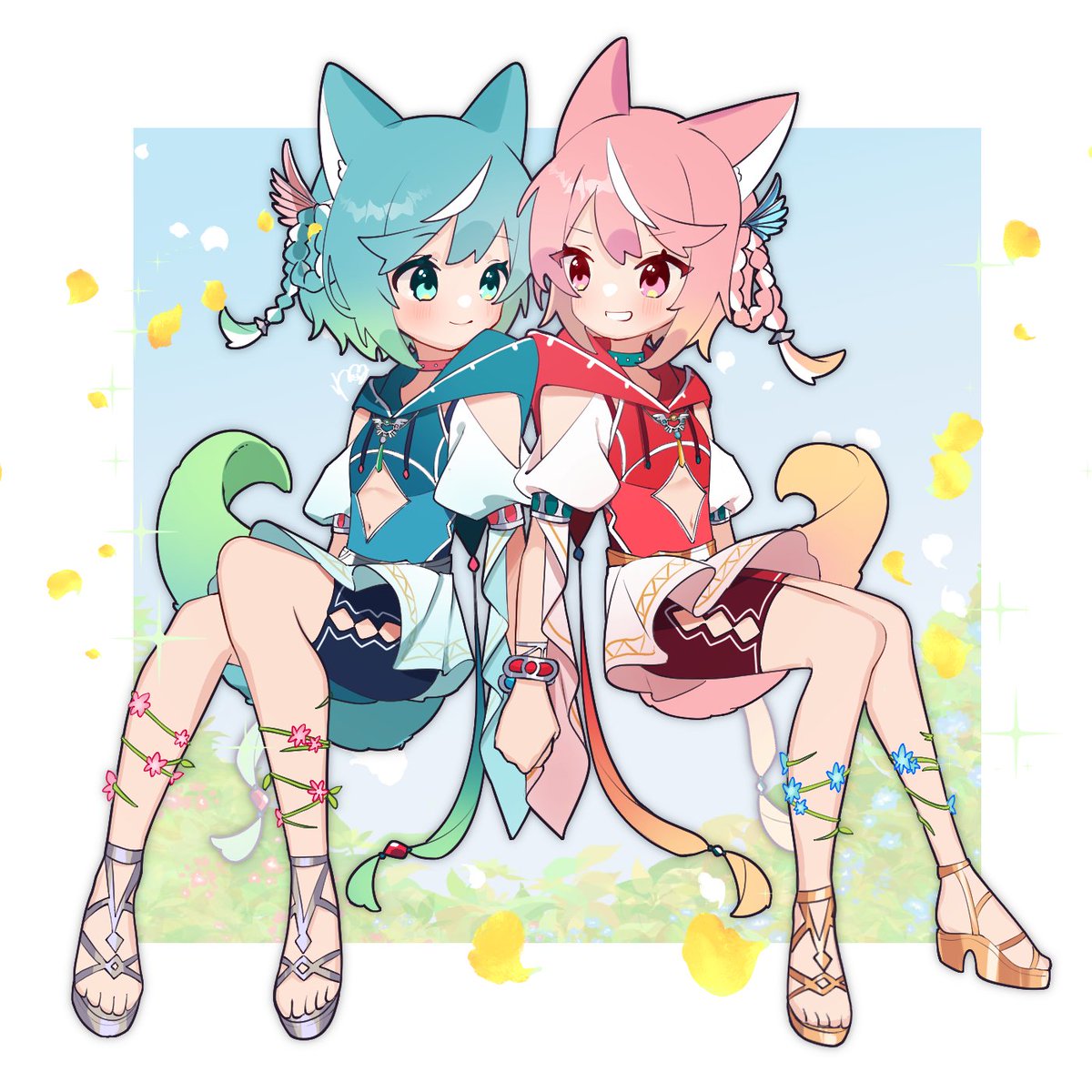 Black_White_SP's tweet photo. ミア＆ラテ
2人の絆🤝
illustration by ねる様
[@Neruk0hasoDatu]
#創作 #オリキャラ #うちの子 #おおかみちゃんズ https://t.co/mMj4KWsEp0