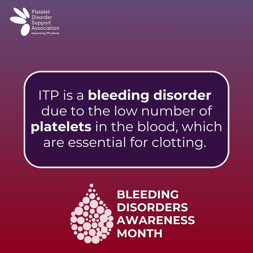 PDSA_ITP's tweet image. As we continue through March, we recognize the importance of Bleeding Disorders Awareness Month.
In addition to #ITP, PDSA also offers information about when it's not ITP and other platelet disorders. Learn more at pdsa.org/inherited-thro….
