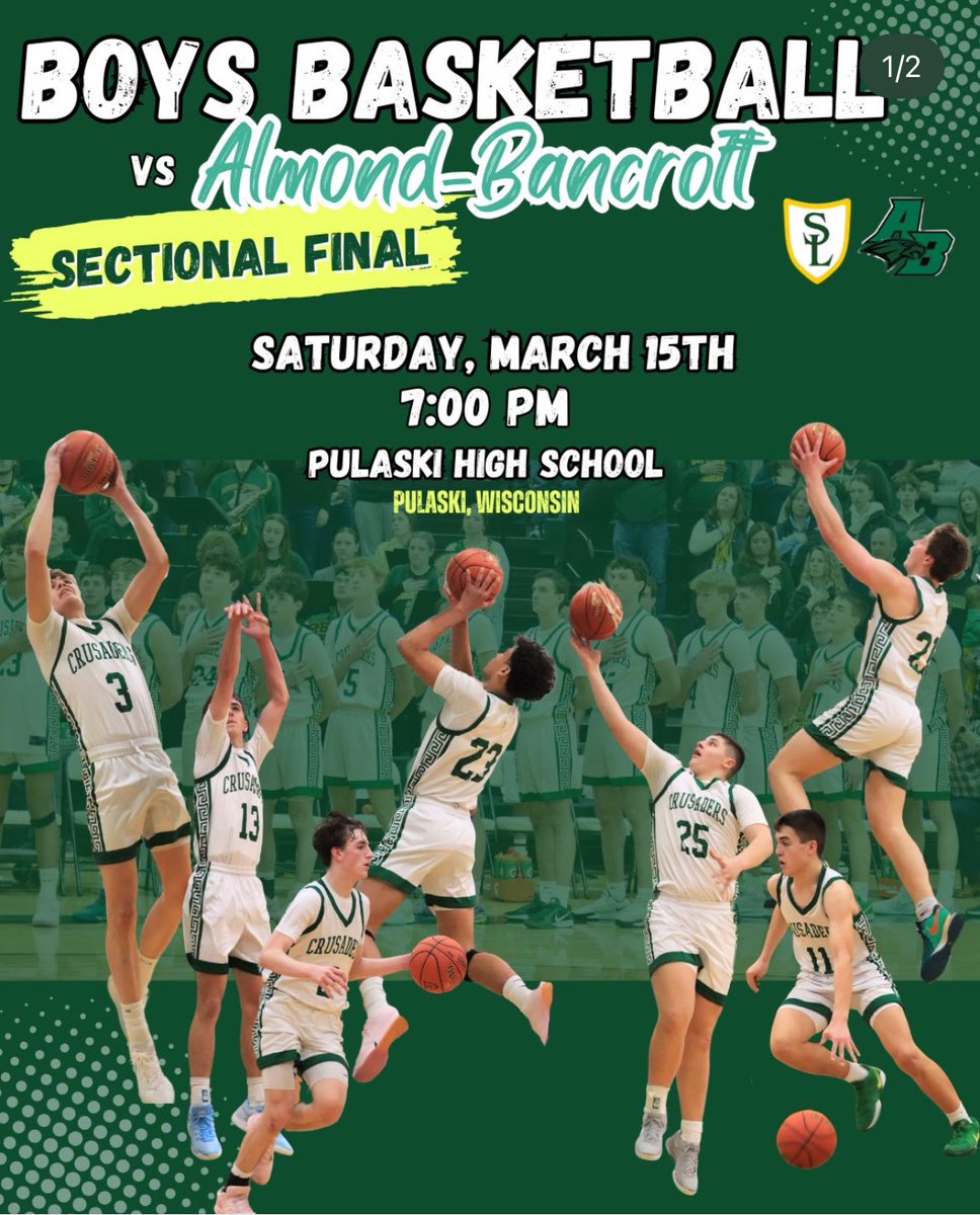 LeibhamFamily's tweet photo. 2025 Crusader Game Day.. 
Sectional Final
vs Almond Bancroft
At Pulaski High School
7:00PM Tip https://t.co/RCeOgLD6gv