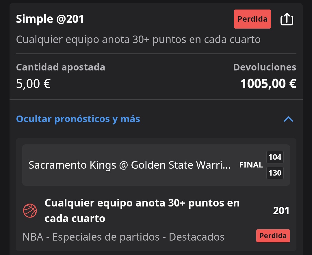📢 <a href="/Betfair_ES/">Betfair España</a>, mi apuesta "30+ pts en cada cuarto" en Warriors vs Kings (14/03) fue dada como PERDIDA, pero los Warriors anotaron 30, 31, 35 y 34. 🚨 ¡Es un error! Espero solución. Aquí la prueba 📸👇 #NBA #Betfair

MÁXIMA DIFUSIÓN 🔁❤️