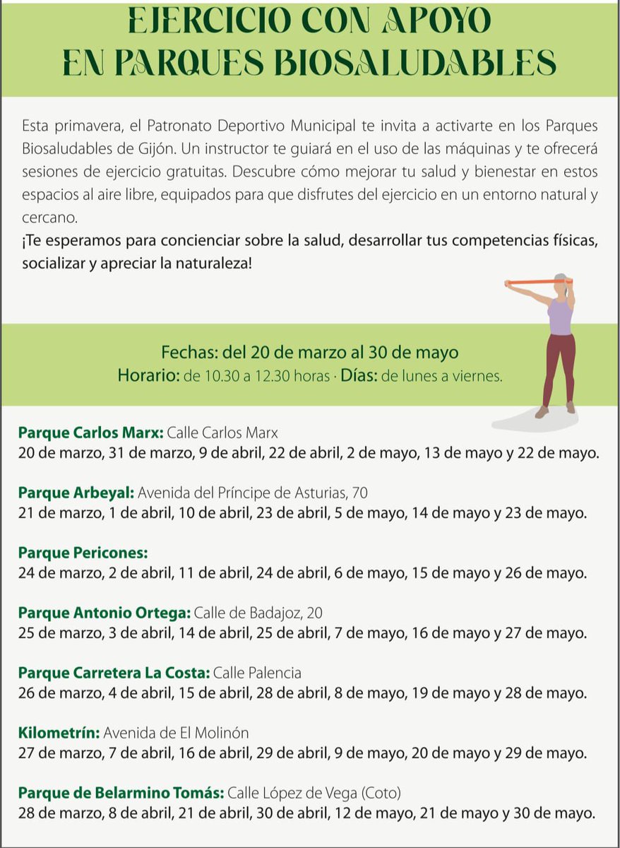 CS_ElCoto's tweet image. Aprovecha la actividad del Patronato para mantenerte activ@ 🏃🏾♀️ 💪🏽 🏃🏼♂️
Mira los horarios y déjate guiar 🤩 es gratis !!!
#deporte #coto #Gijon #salud #gratis