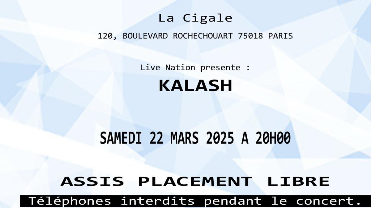 vanslilou's tweet photo. Hello, je vends une place pour le concert de notre star Kalash à la Cigale. Venez en mp 😁 https://t.co/SxYljuvVzI