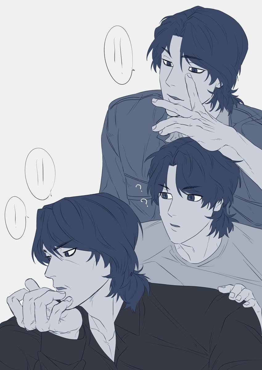 emosugikenshin's tweet photo. 体調崩す前に描いてたユダズと初描き影男（rkgk） https://t.co/OG4cyQxwhf