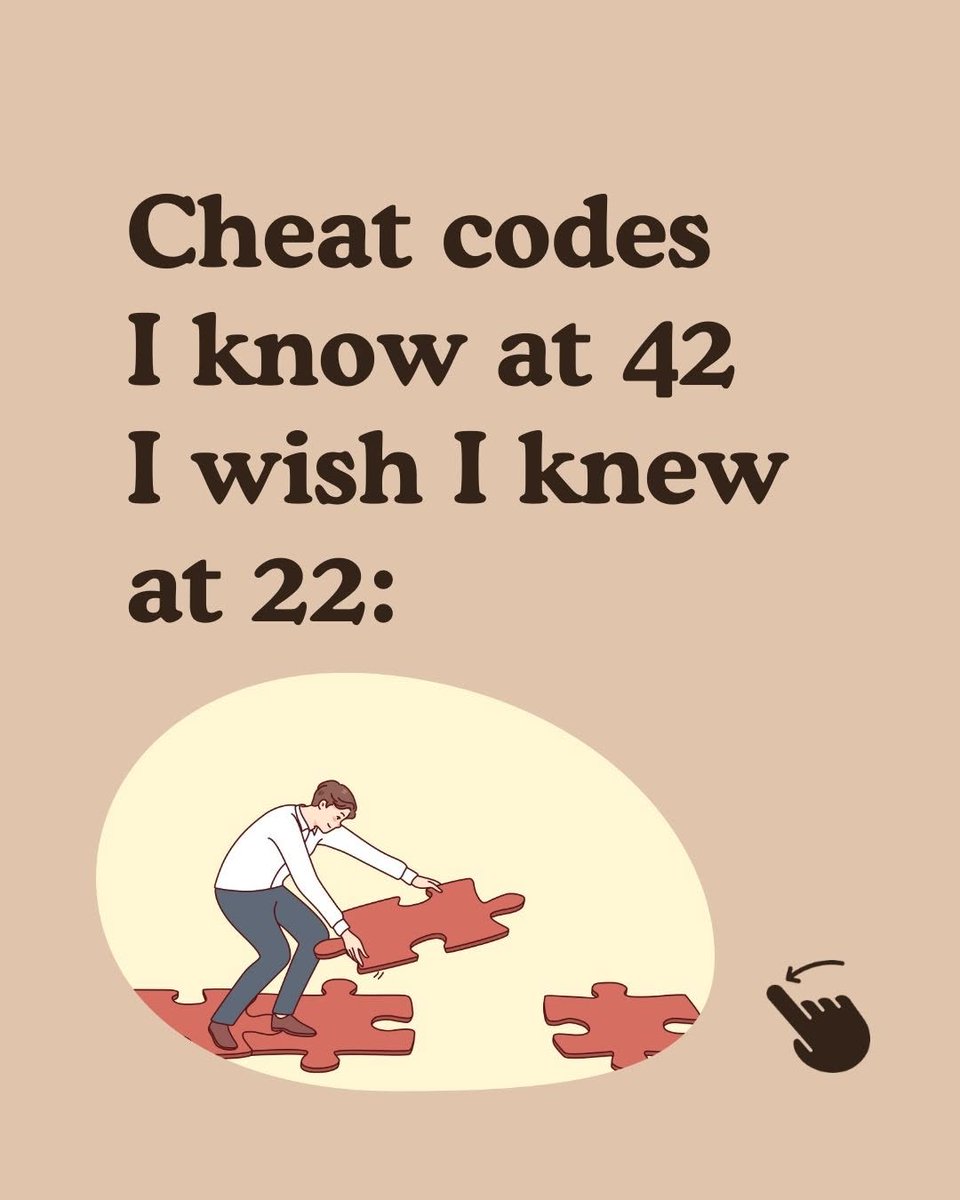 Cheat codes I know at 42 I wish I knew at 22:

- Thread -