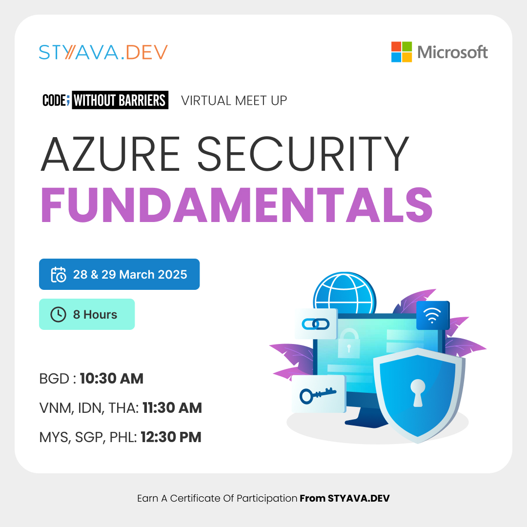 🔐Azure Security Fundamentals training and build a solid foundation in securing cloud environments. Learn key security concepts, best practices, and how to protect your data and applications on Azure.
🔗styava.dev/event-detail/b…

#AzureSecurity #CyberSecurity