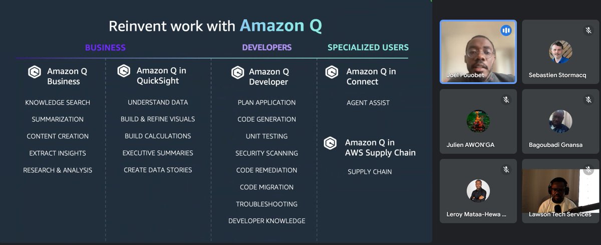 lomeawsug's tweet photo. On parle Amazon Q ! 
#Amazon  #AWS https://t.co/egovXKcMIp