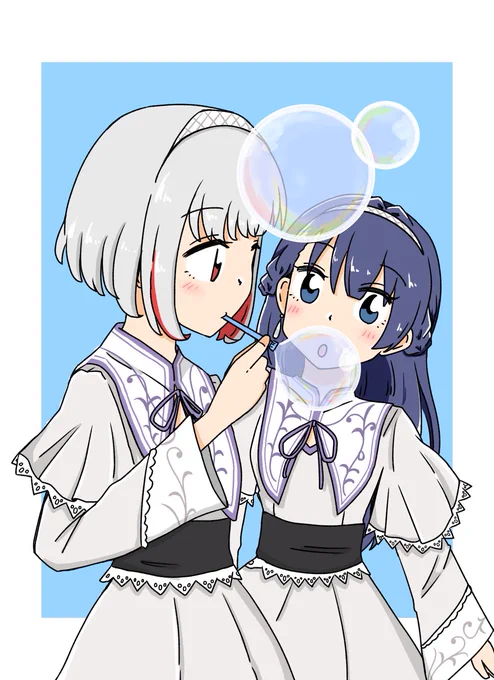 青とシャボン描きました#蓮ノ空美術部 