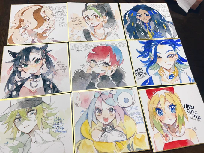明日の春コミで並ぶカラー色紙9枚です‼️
一枚¥2500で販売致します!よろしくお願いします〜!! 