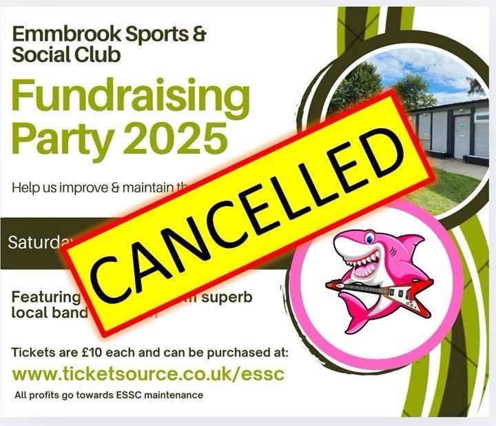 EmmbrookSSClub's tweet photo. Sadly, due to lower than expected ticket sales, we’ve had to cancel the planned Fundraising Party this weekend. Everyone who has bought a ticket will be contacted through the ticketing website and given a full refund.  Many apologies for any inconvenience. https://t.co/Z9nTvJ2fMw